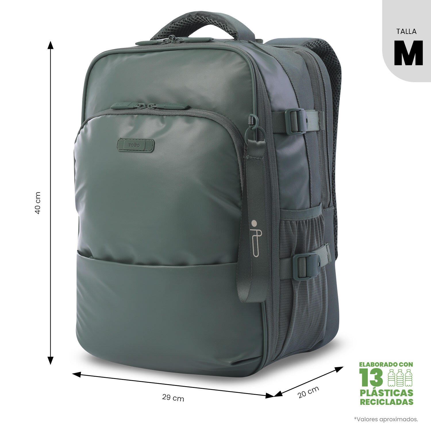 Totto Mochila viaje Trip Dark Forest Poliéster 29 x 40 x 20 cm 3/5