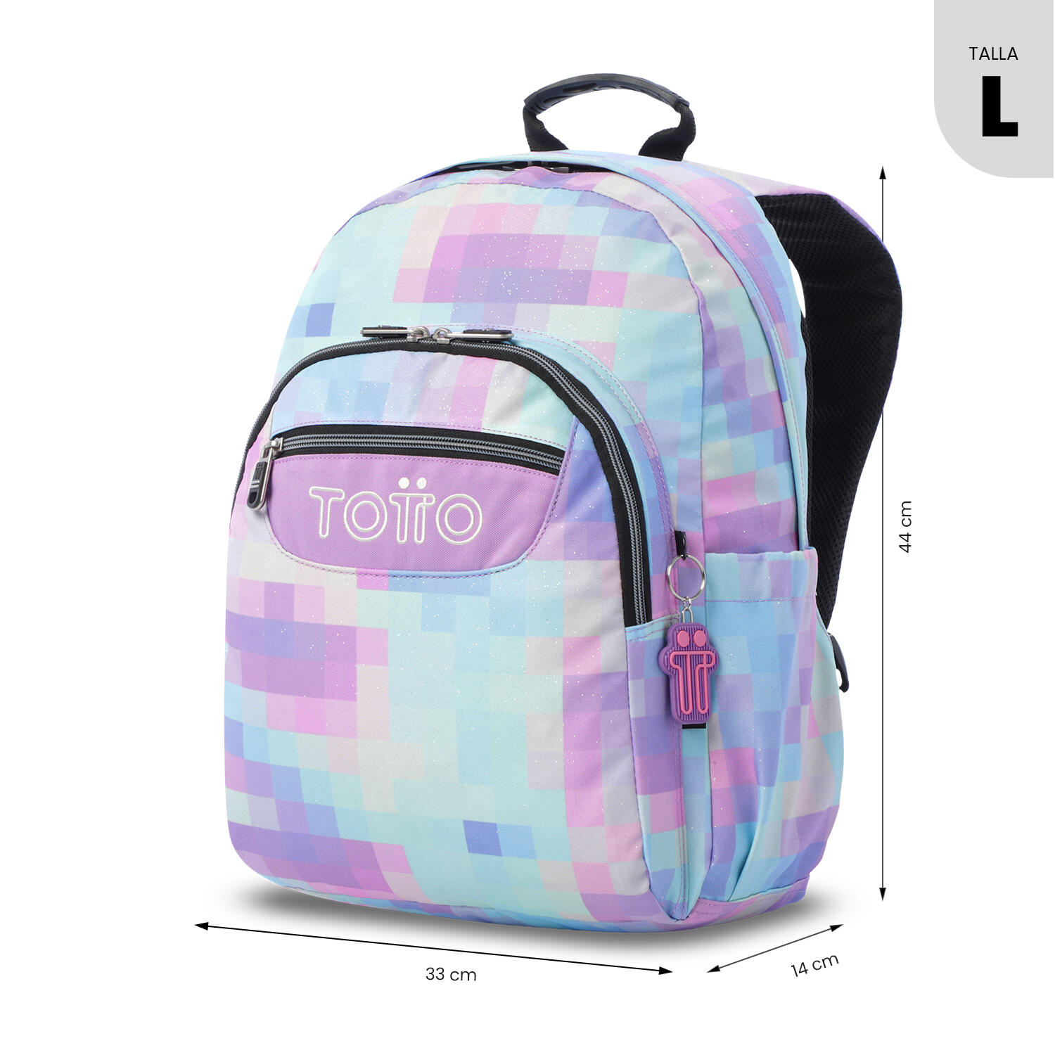 Totto Mochila escolar Acuareles Glitter Pixelly Poliéster 33 x 44 x 14 cm 3/5