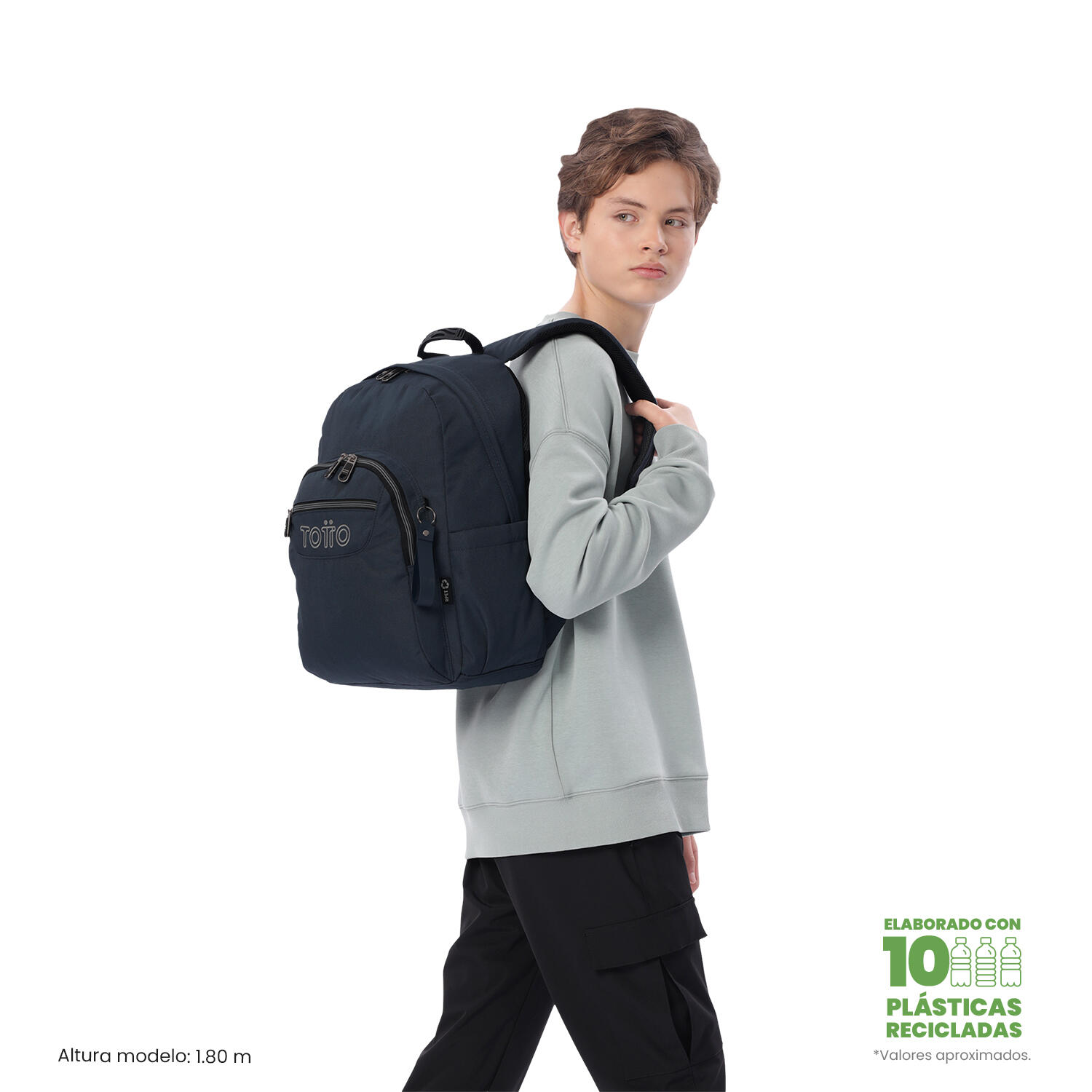 Totto Mochila escolar Acuarela Ecole Solid Dress Blues Poliéster 33 x 44 x 14 c 2/5