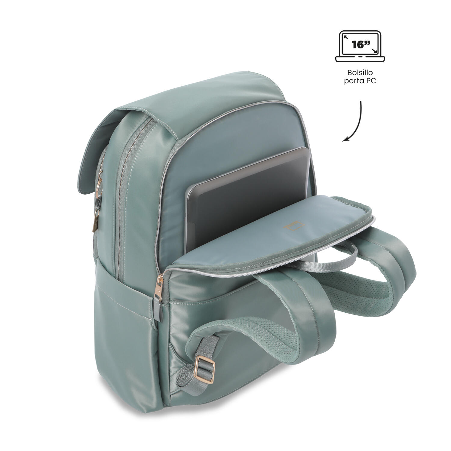 Totto Mochila ejecutiva Bel 2.0 Green Milieu Poliéster 28.5 x 40 x 14.5 cm 5/5