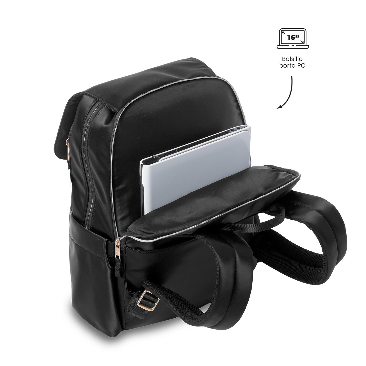 Totto Mochila ejecutiva Bel 2.0 Negro/Black Poliéster 28.5 x 40 x 14.5 cm 5/5