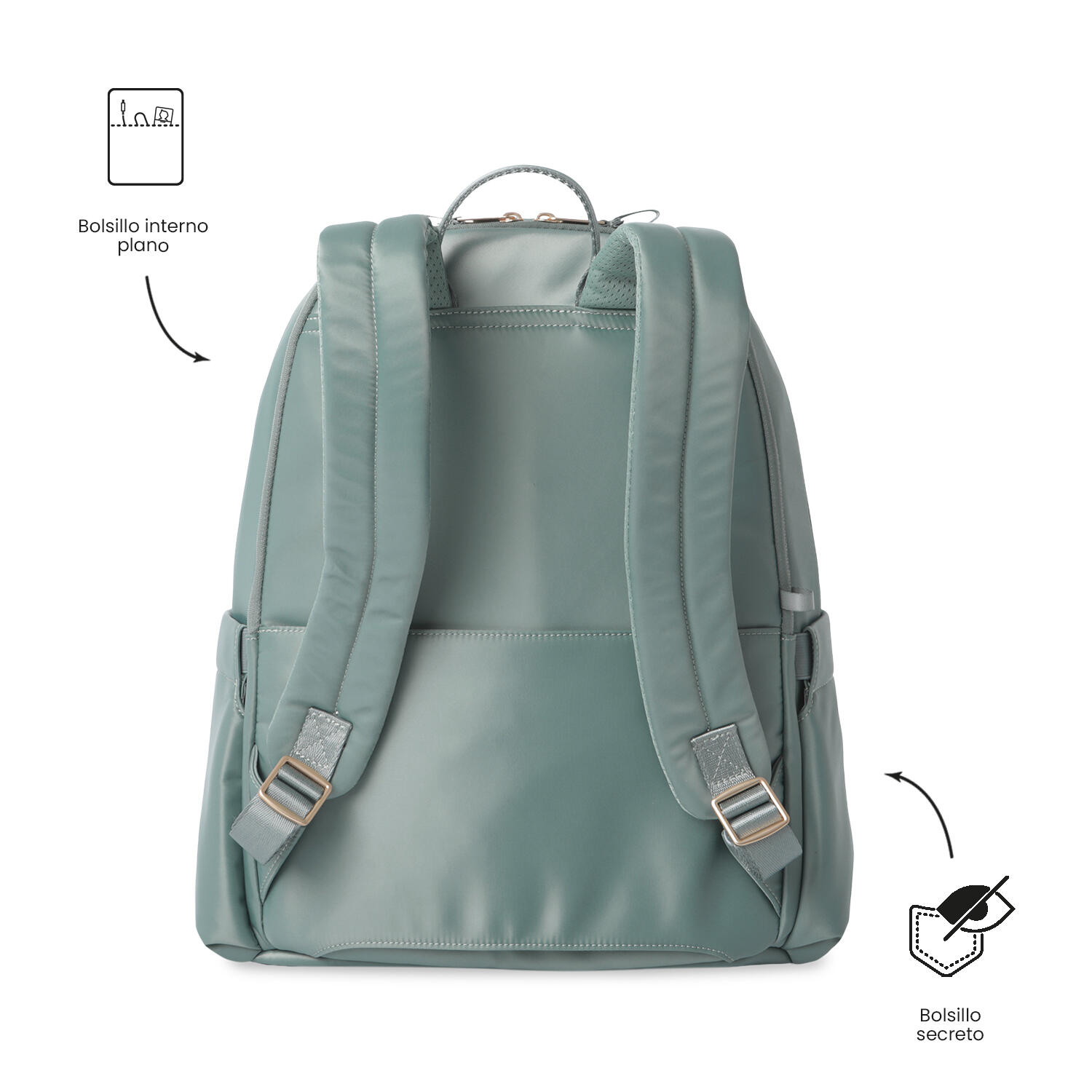 Totto Mochila ejecutiva Bel 2.0 Green Milieu Poliéster 28.5 x 40 x 14.5 cm 4/5