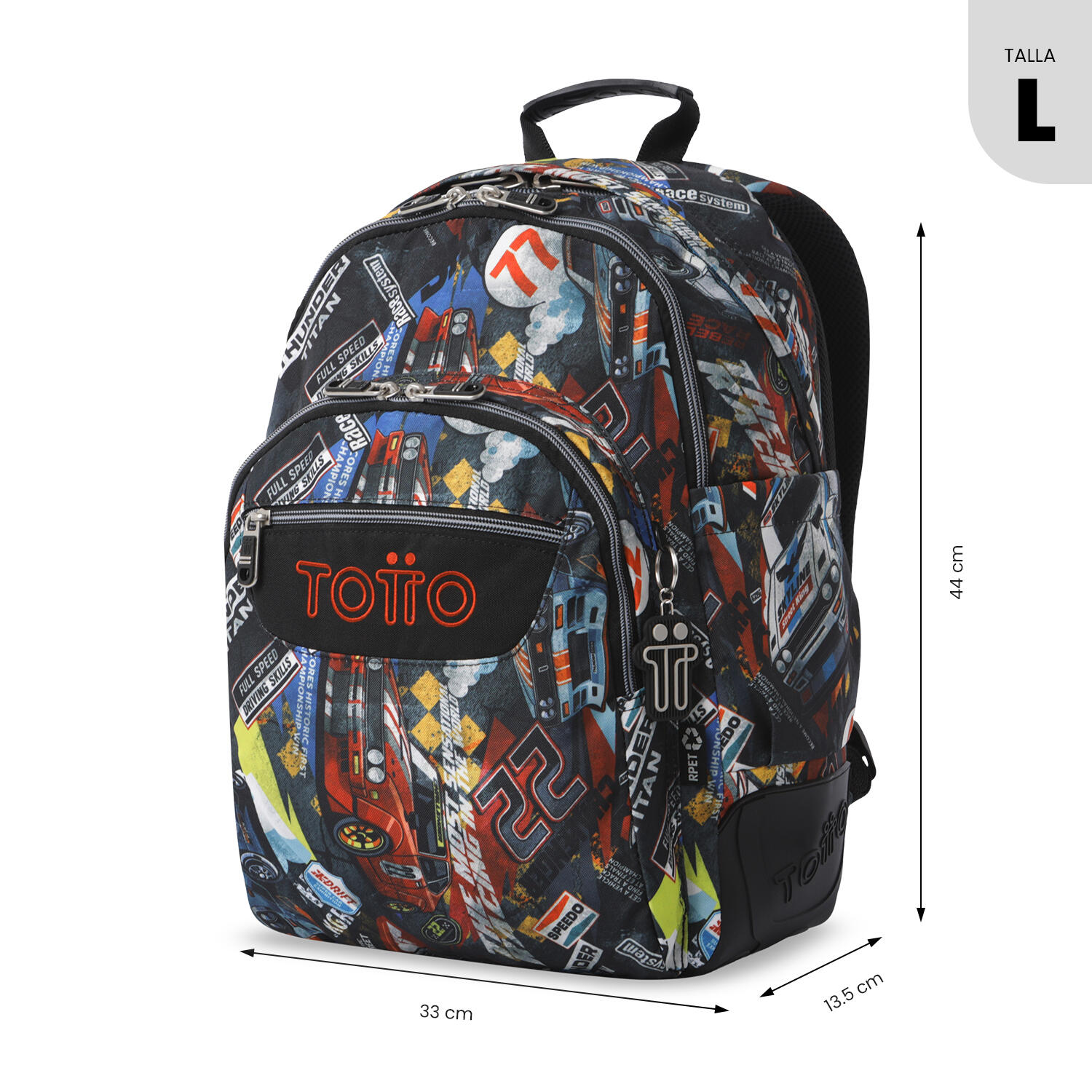 Totto Mochila escolar Rayol Rally Red Poliéster 33 x 44 x 13.5 cm 3/5
