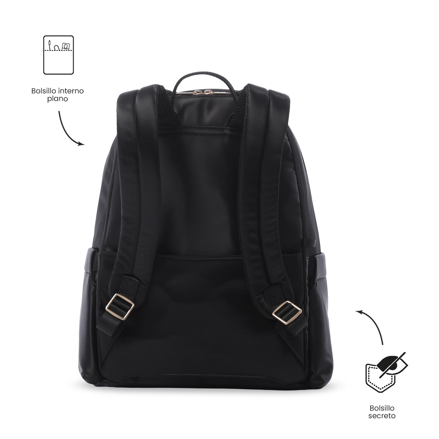 Totto Mochila ejecutiva Bel 2.0 Negro/Black Poliéster 28.5 x 40 x 14.5 cm 4/5