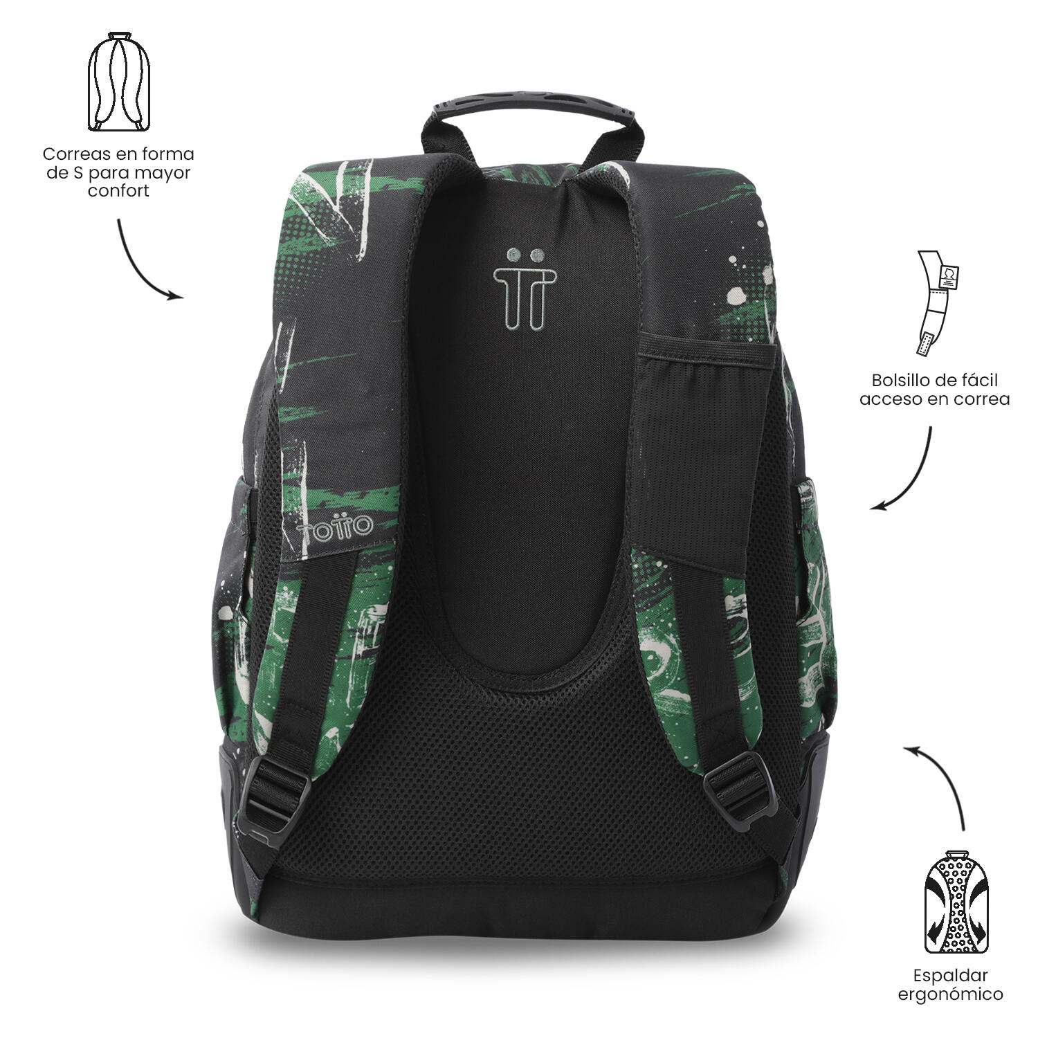 Totto Mochila escolar Rayol Grounge Poliéster 33 x 44 x 13.5 cm 4/5