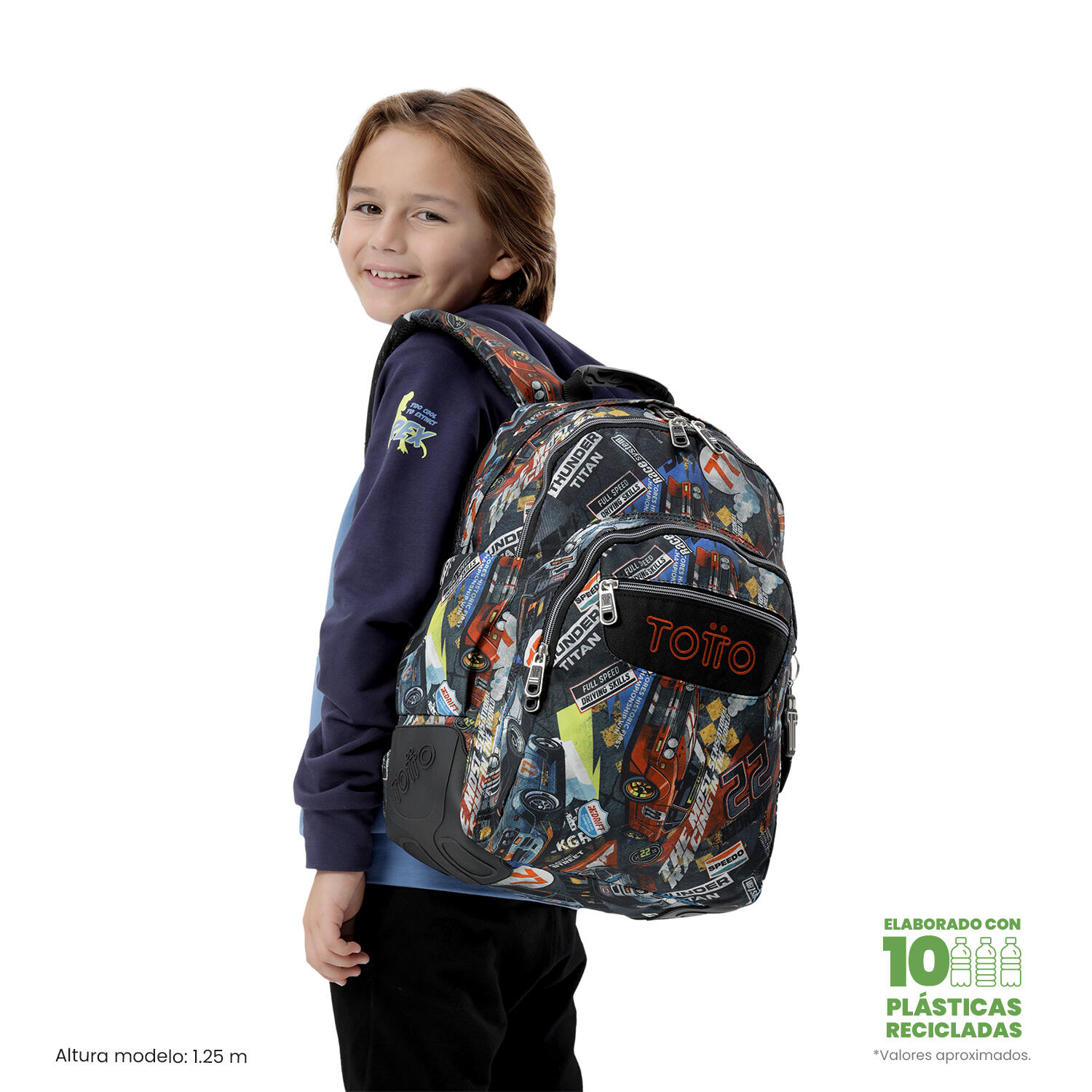 Totto Mochila escolar Rayol Rally Red Poliéster 33 x 44 x 13.5 cm 2/5