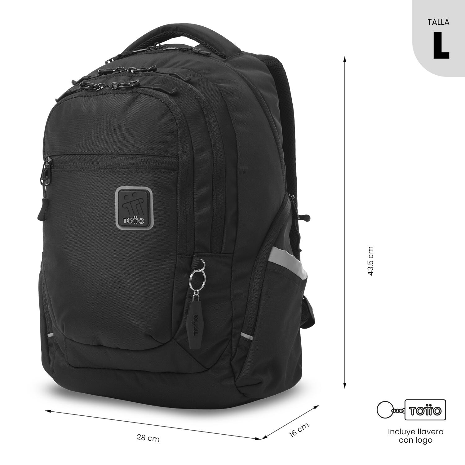 Totto Mochila urbana Eufrates 2.0 Negro/Black Poliéster 28 x 43.5 x 16 cm 3/5