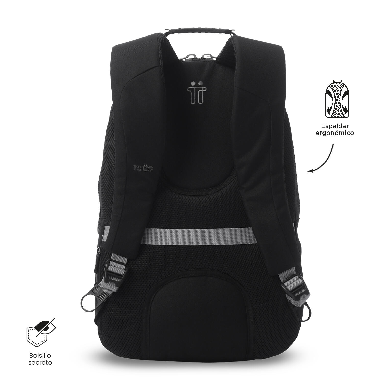 Totto Mochila urbana Krimmler 3.0 Negro/Microchip Poliéster 33 x 48 x 25 cm 4/5