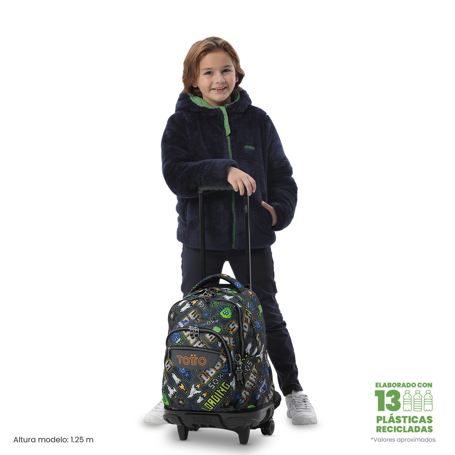 Totto Mochila escolar ruedas Renglones Adventur Poliéster 32 x 45.5 x 18 cm 2/5