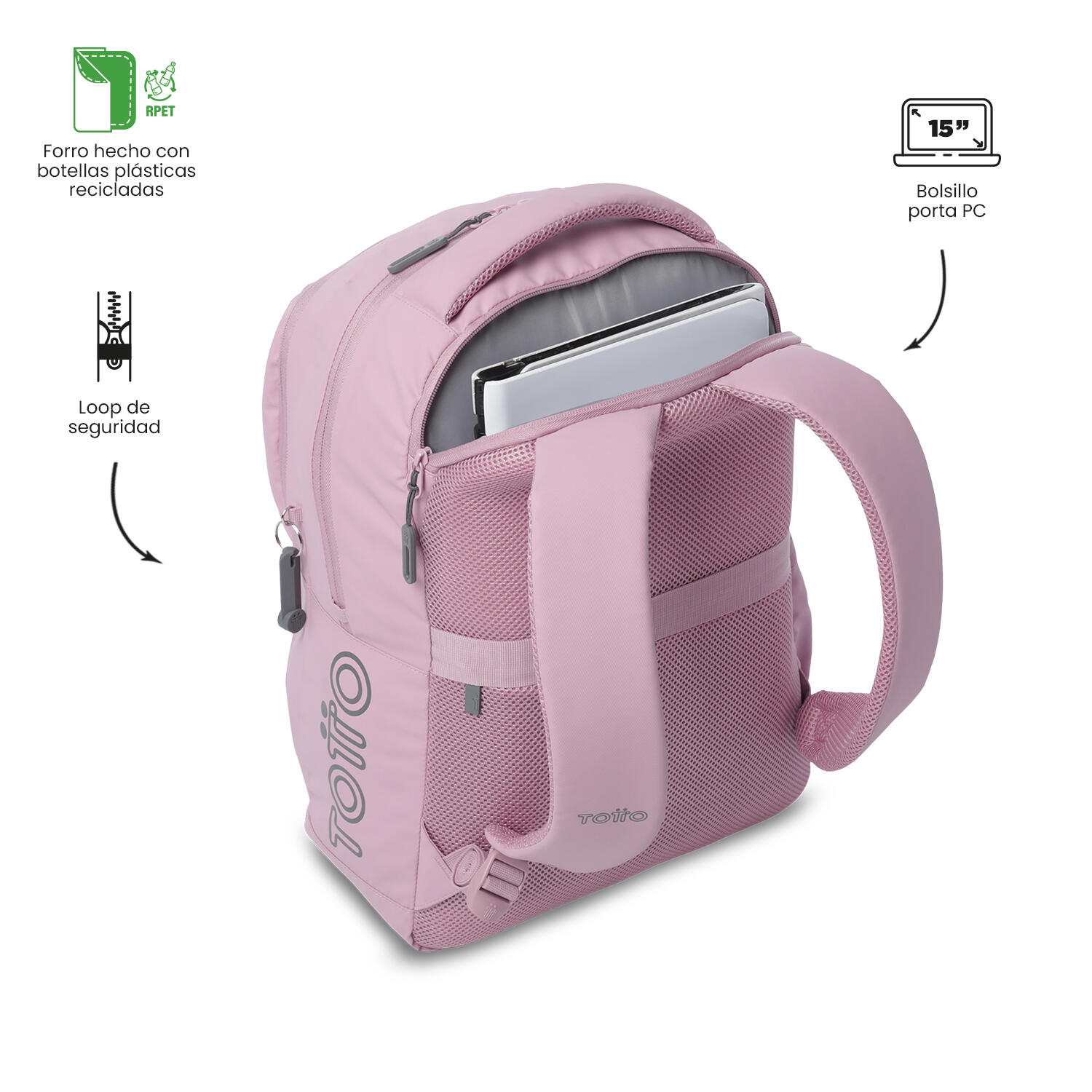 Totto Mochila ejecutiva Kick Zephyr/Steel Gray Poliuterano 30 x 44 x 19 cm 5/5