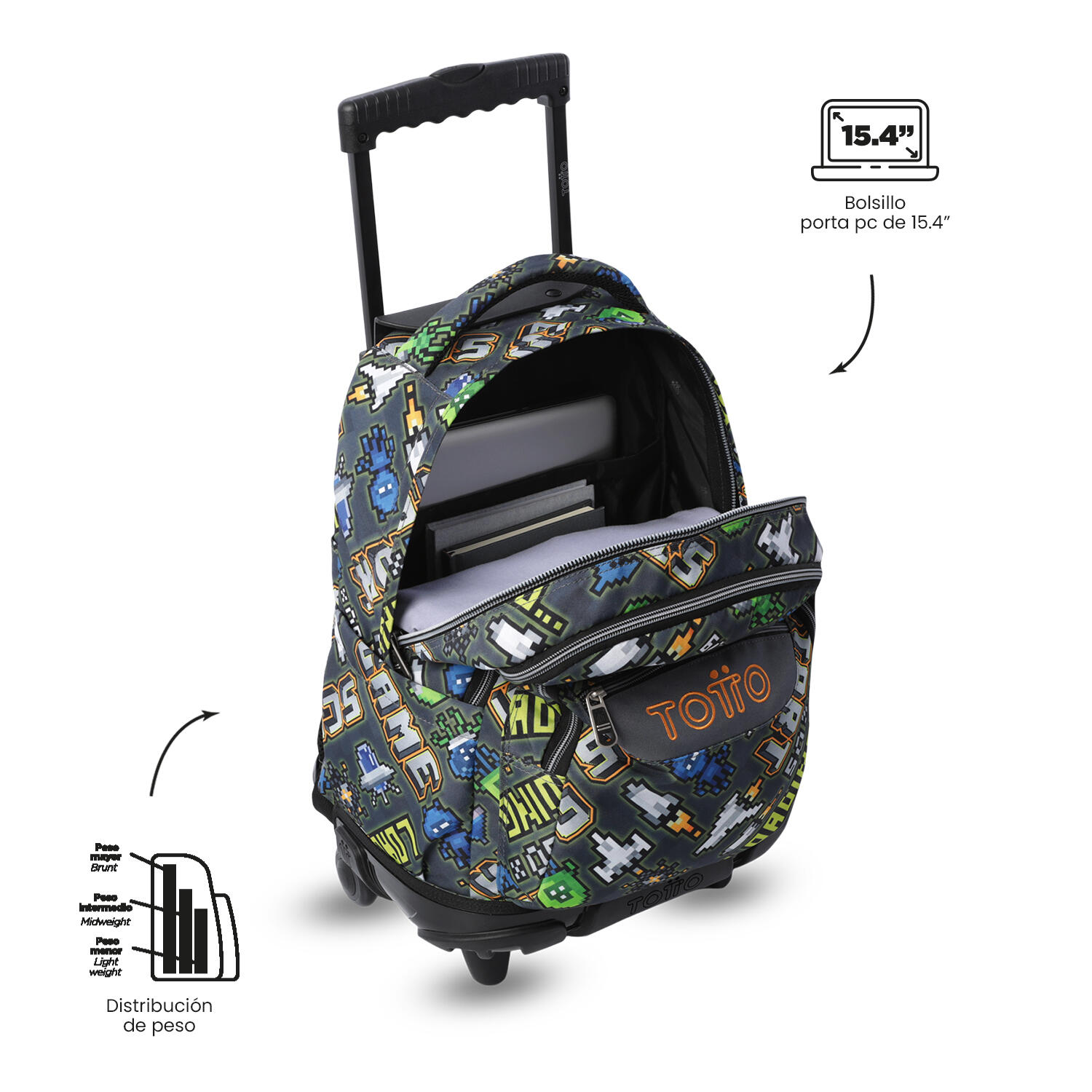 Totto Mochila escolar ruedas Renglones Adventur Poliéster 32 x 45.5 x 18 cm 5/5