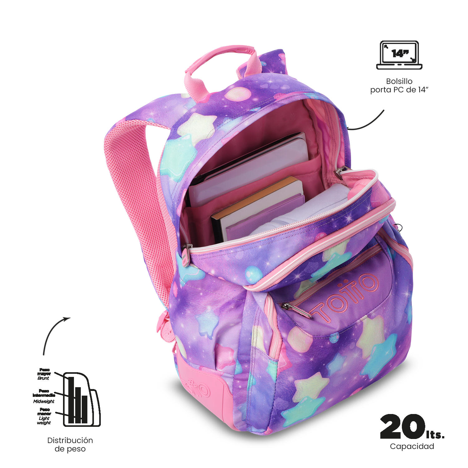 Totto Mochila escolar Rayol Ster Poliéster 33 x 44 x 13.5 cm 5/5