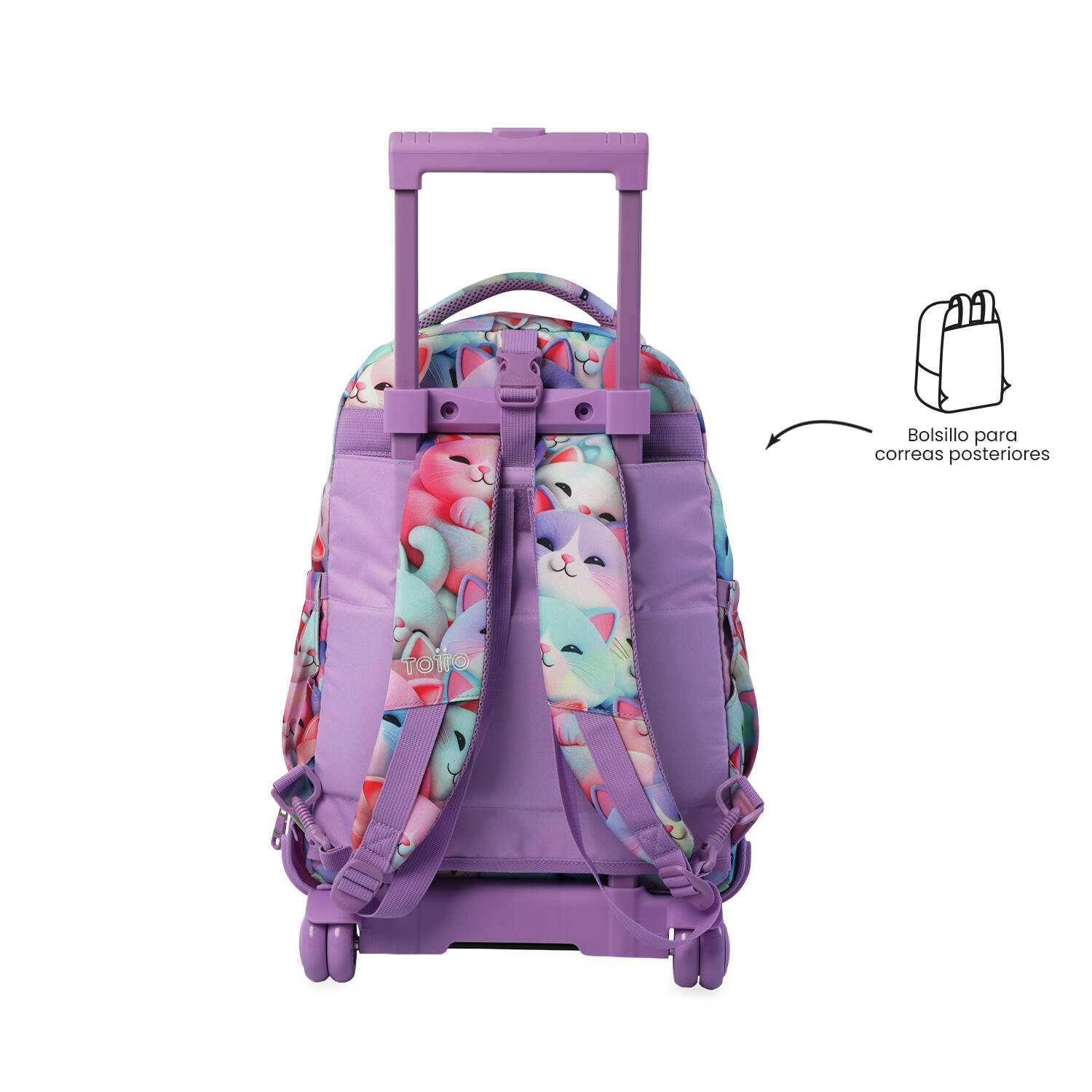Totto Mochila escolar ruedas Tiza Desmontable Mewsy 3D Poliéster 32 x 45.5 x 18 4/5