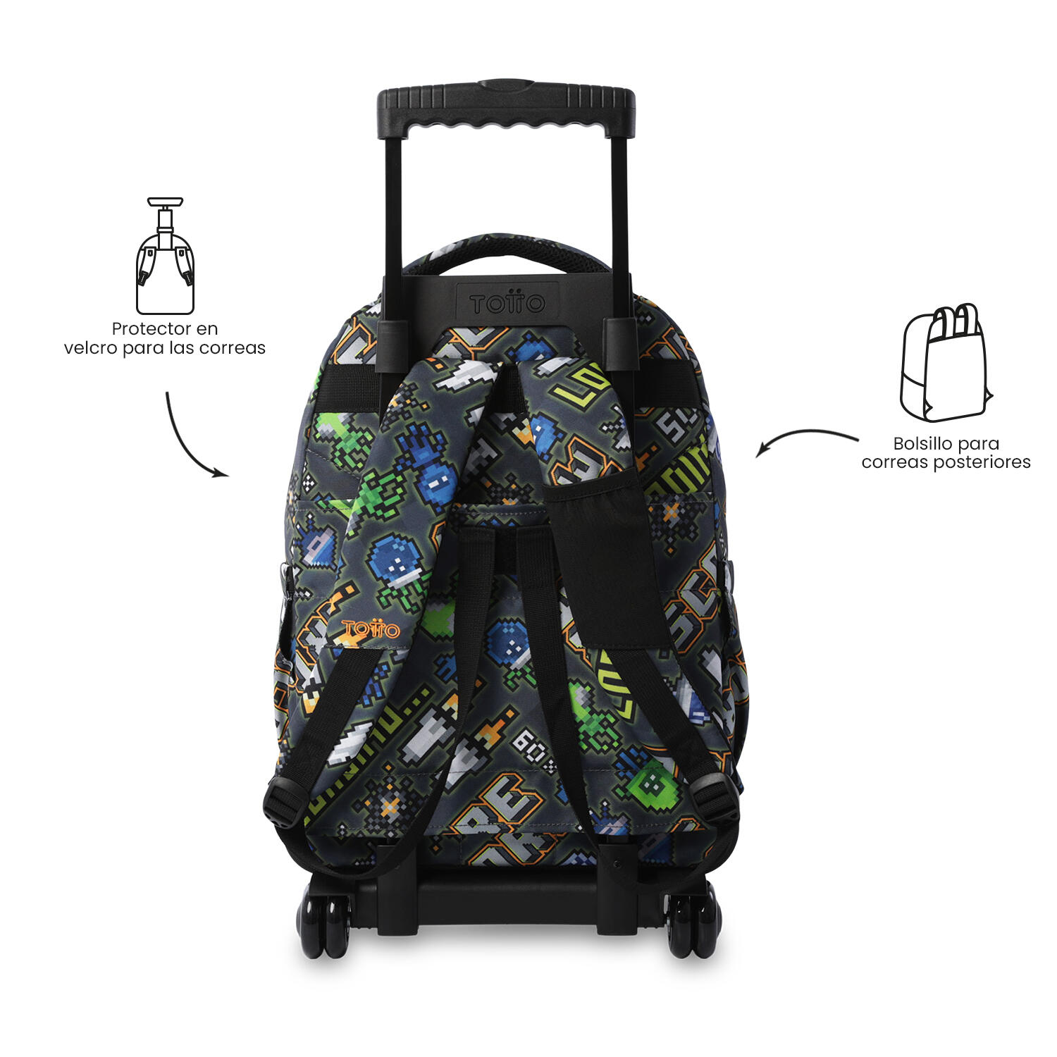 Totto Mochila escolar ruedas Renglones Adventur Poliéster 32 x 45.5 x 18 cm 4/5