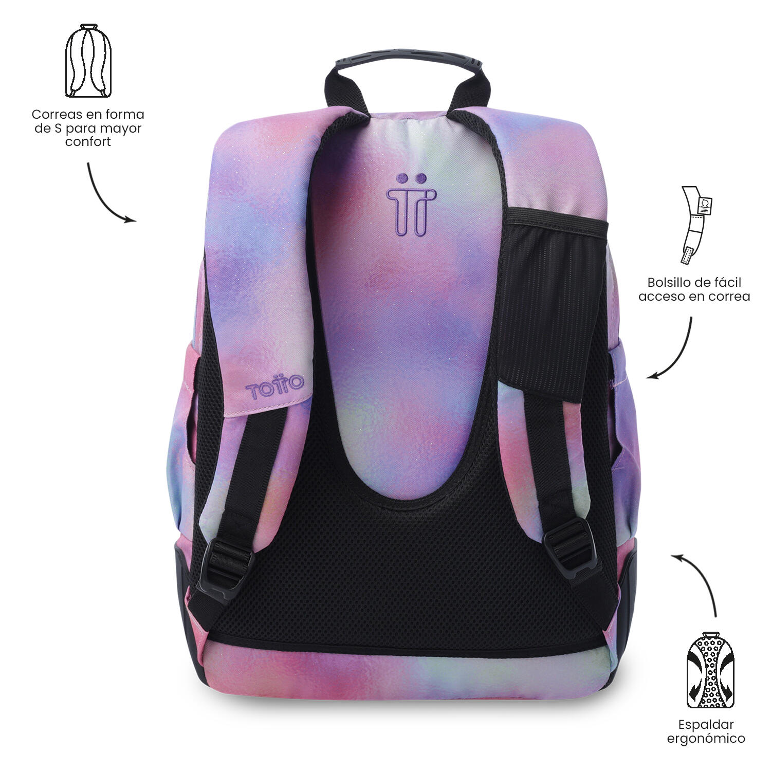 Totto Mochila escolar Rayol Glitter Bloom Poliéster 33 x 44 x 13.5 cm 4/5