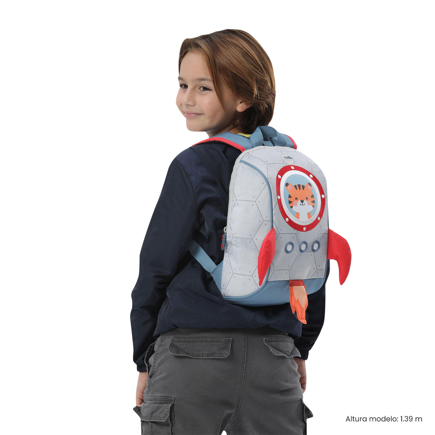 Totto Mochila Infantil Kido Kido Tiger Gray Poliéster 23 x 34 x 12 cm 2/5