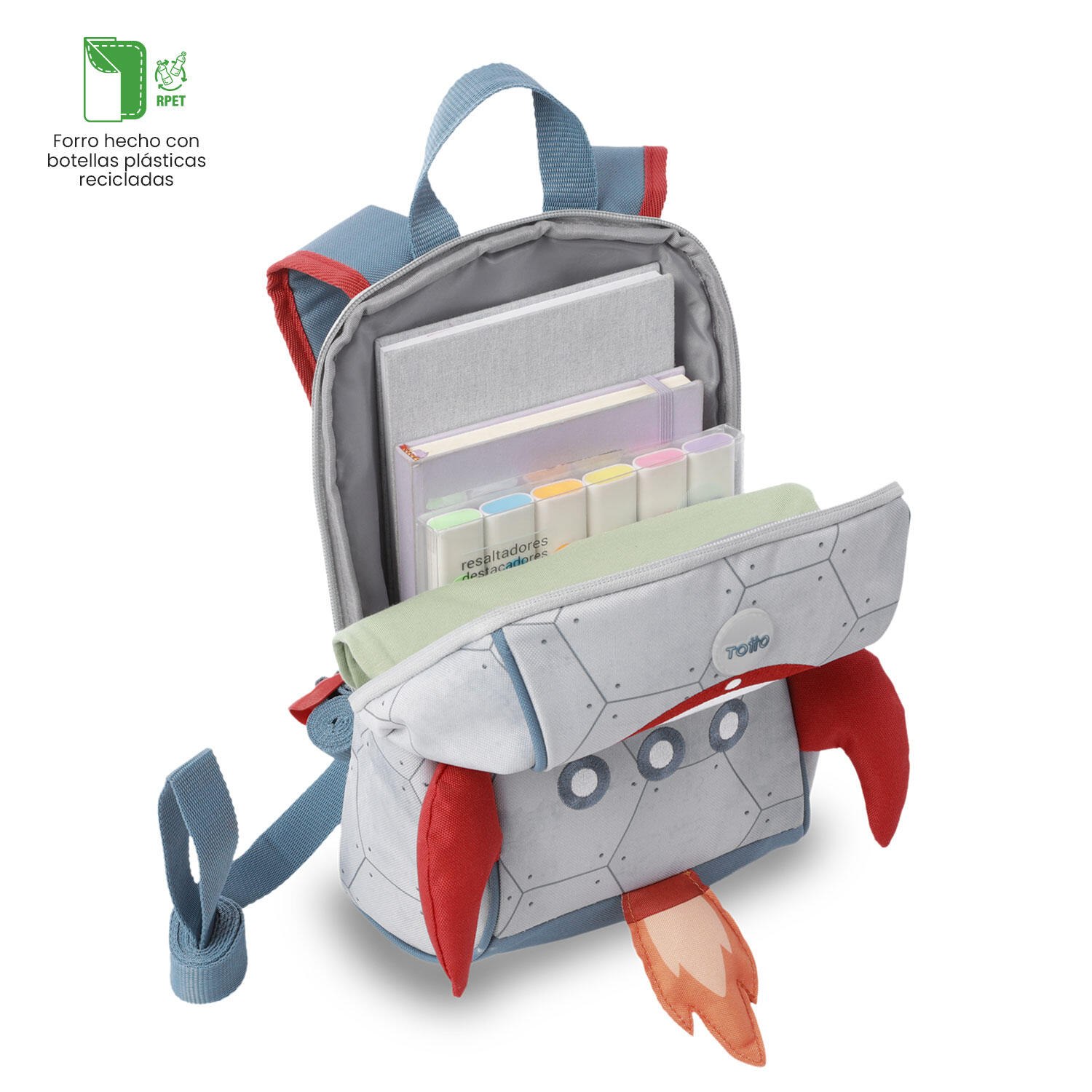 Totto Mochila Infantil Kido Kido Tiger Gray Poliéster 23 x 34 x 12 cm 5/5