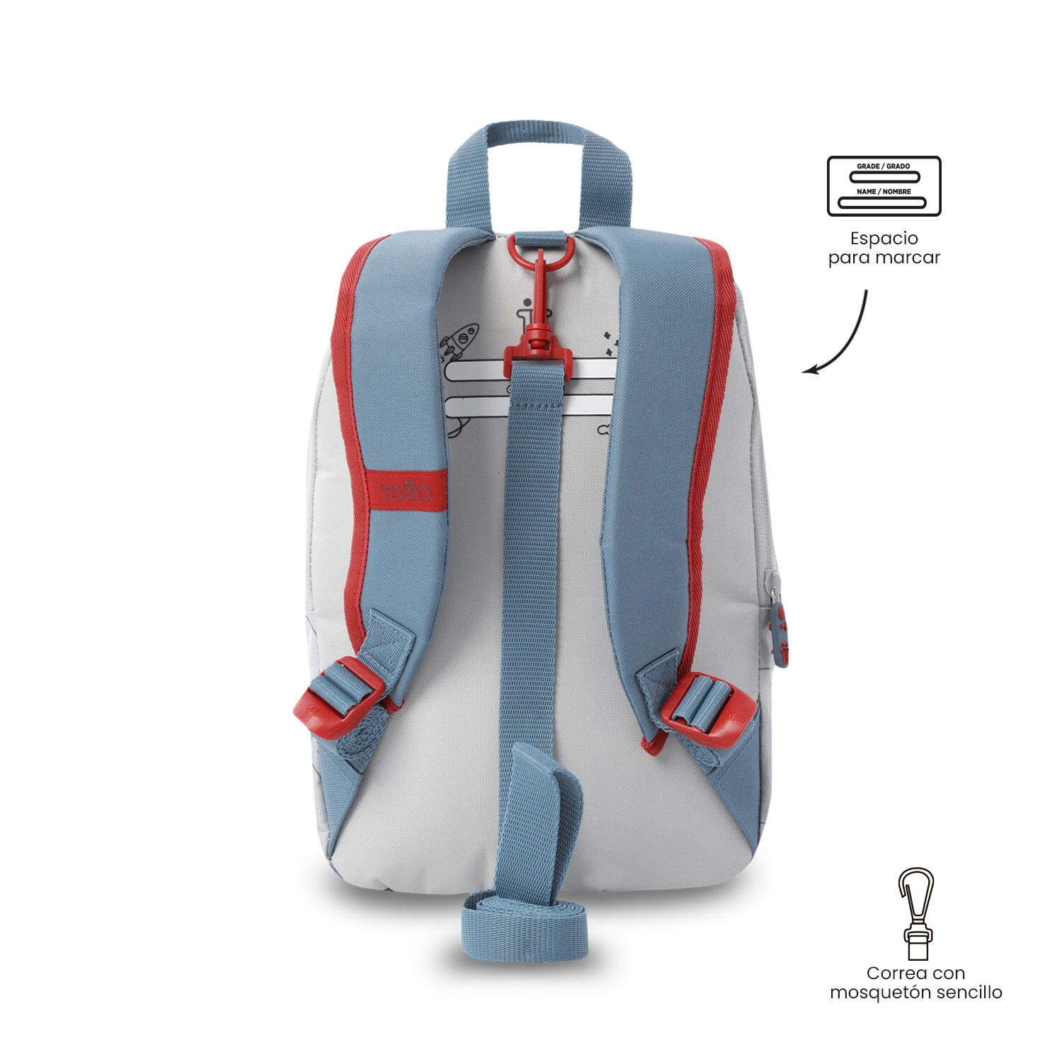 Totto Mochila Infantil Kido Kido Tiger Gray Poliéster 23 x 34 x 12 cm 4/5