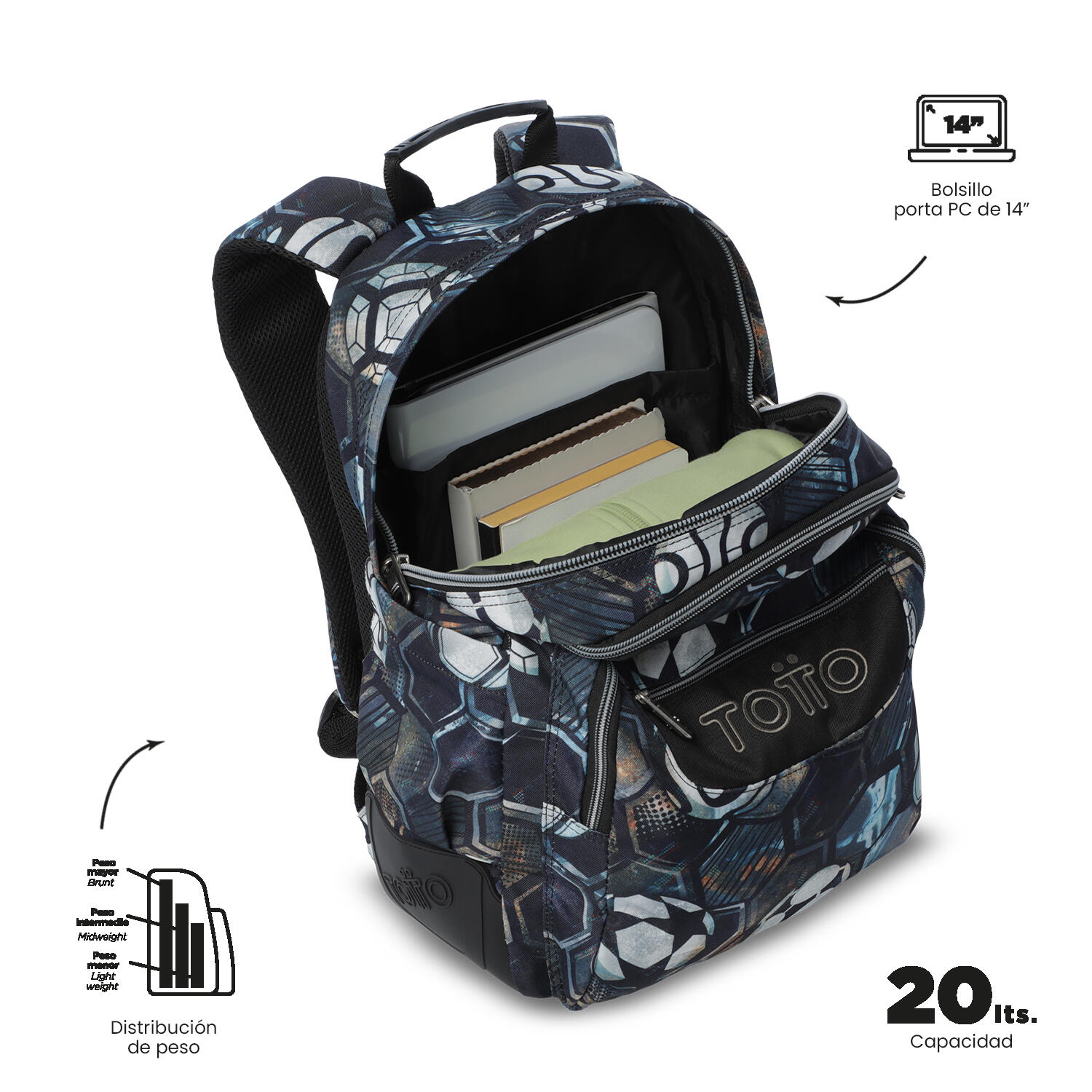 Totto Mochila escolar Rayol Verat Soccer Poliéster 33 x 44 x 13.5 cm 5/5