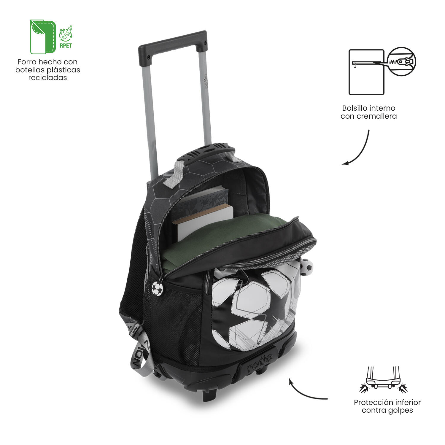 Totto Mochila infantil ruedas Champion M Champion Gray Poliéster 29.5 x 41.5 x 5/5