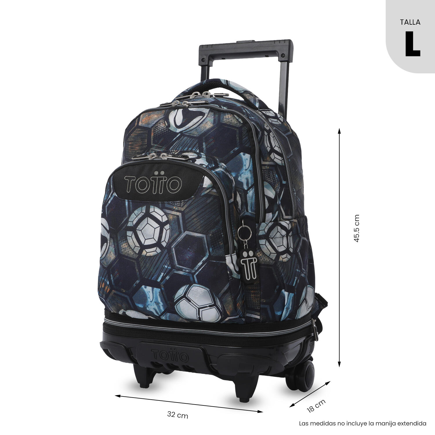 Totto Mochila escolar ruedas Tiza Desmontable Verat Soccer Poliéster 32 x 45.5 3/5