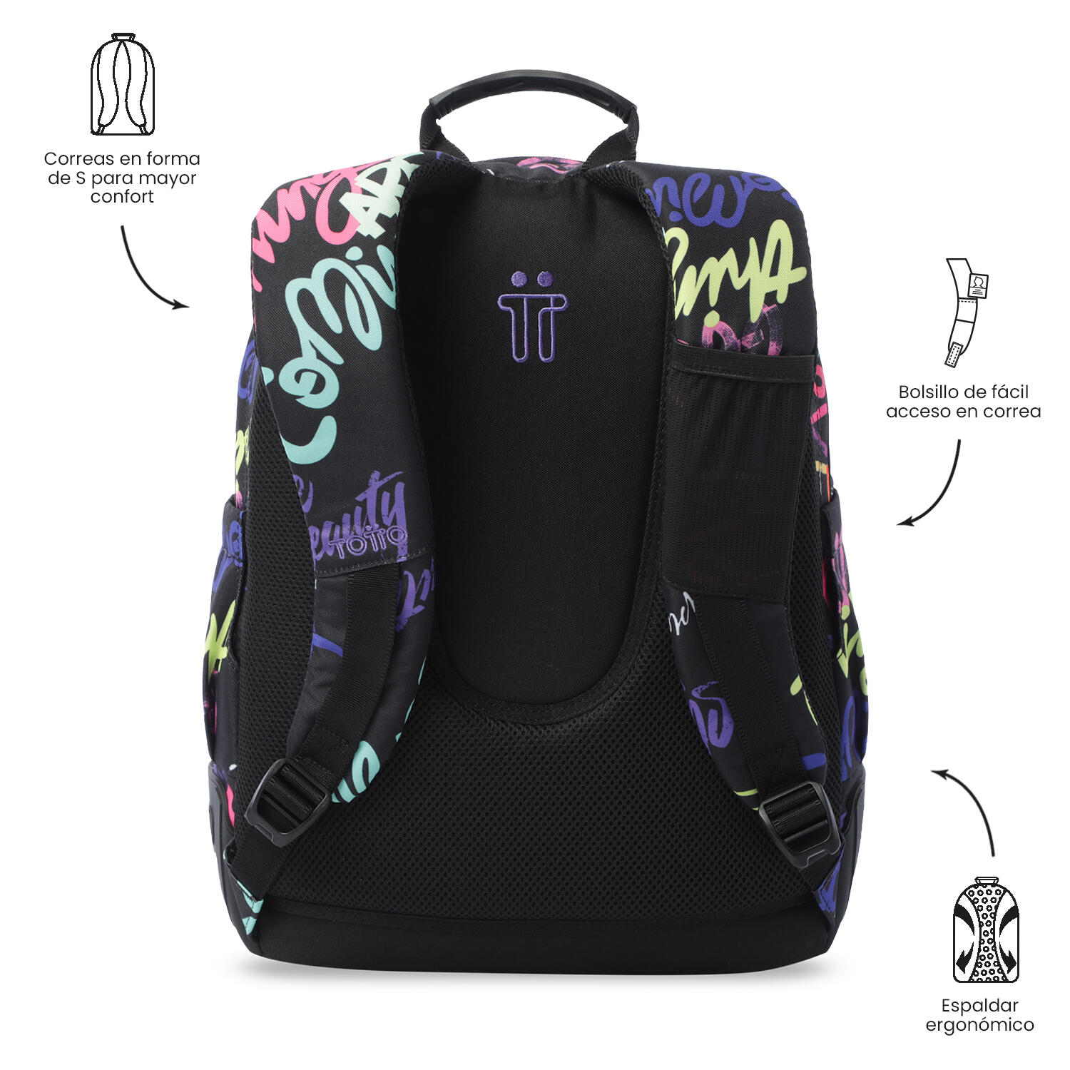 Totto Mochila escolar Rayol Letry Poliéster 33 x 44 x 13.5 cm 4/5