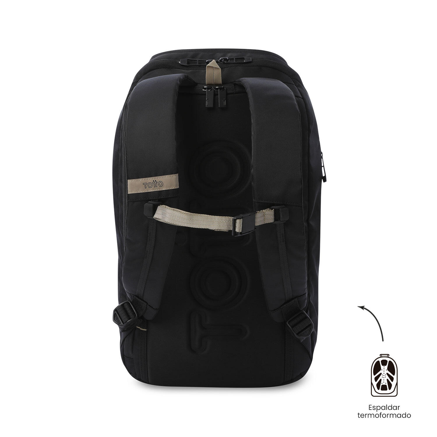 Totto Mochila ejecutiva Daytona Negro/Beige Poliéster 33 x 48 x 12 cm 4/5
