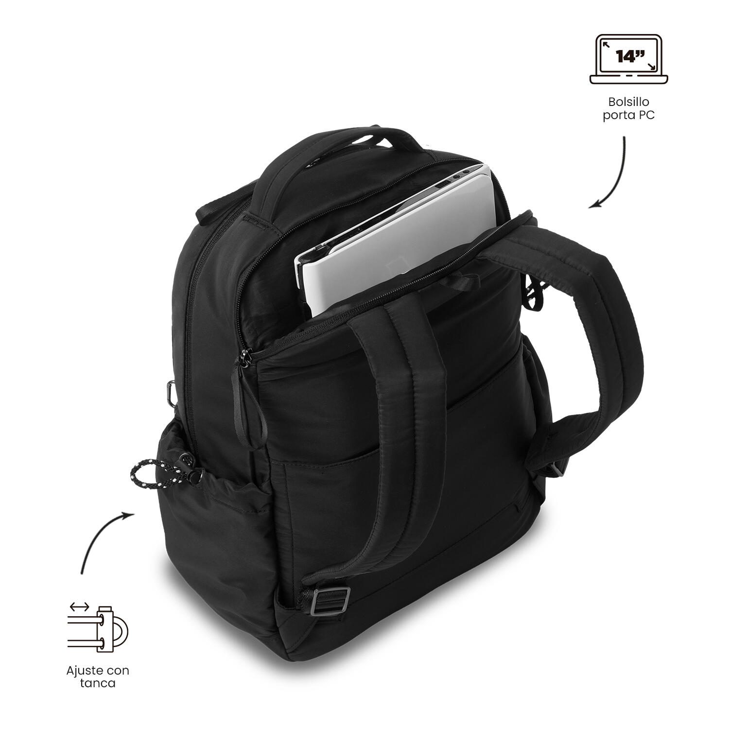 Totto Mochila ejecutiva Praga Negro/Dusty Aqua Poliéster 31.5 x 42 x 15 cm 5/5