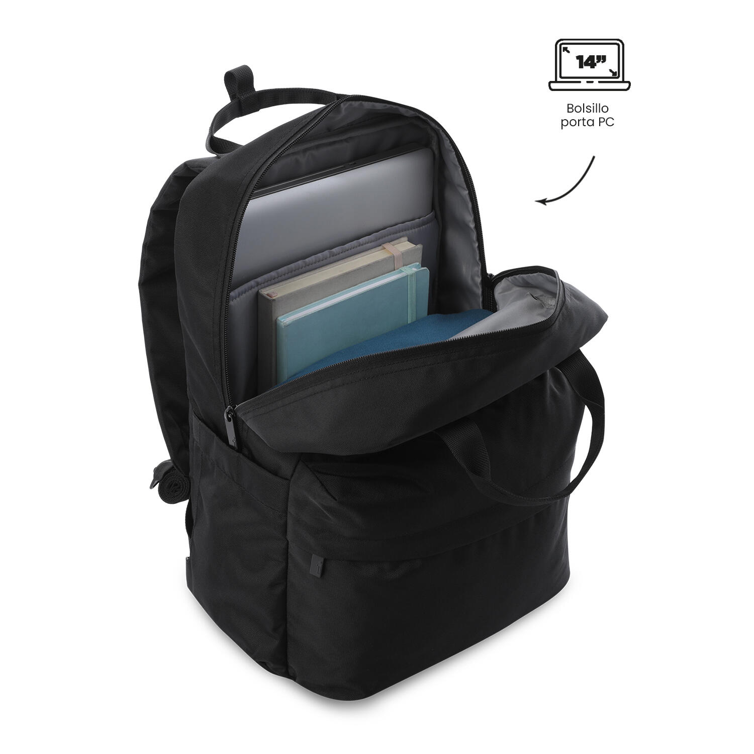 Totto Mochila urbana Joy Negro/Black Poliéster 28 x 41.5 x 12 cm 5/5