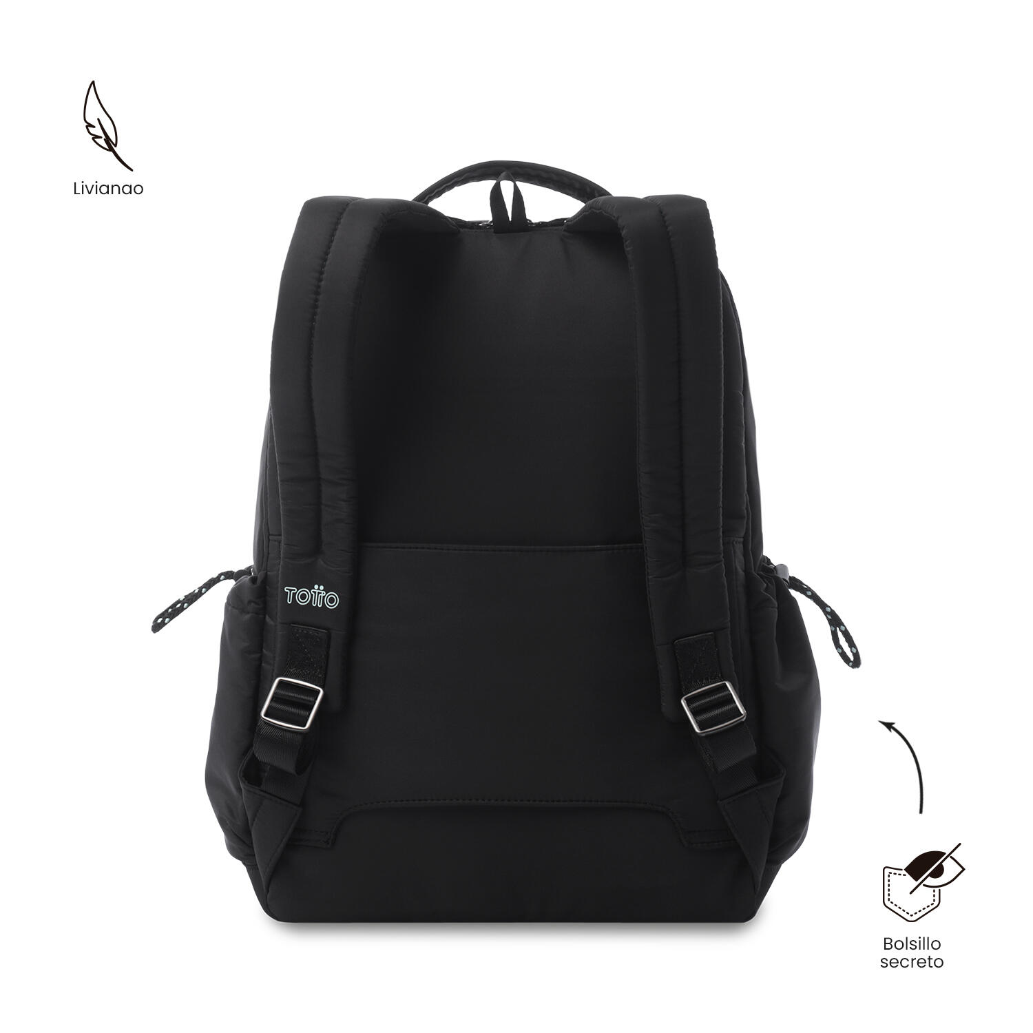 Totto Mochila ejecutiva Praga Negro/Dusty Aqua Poliéster 31.5 x 42 x 15 cm 4/5