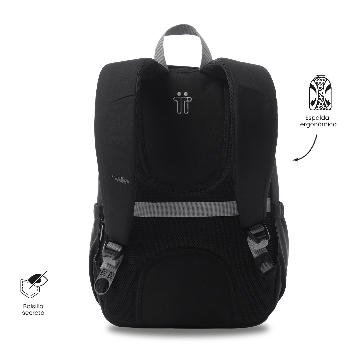 Totto Mochila urbana Goctal 3.0 Negro/Microchip Poliéster 32.5 x 44 x 18 cm 4/5