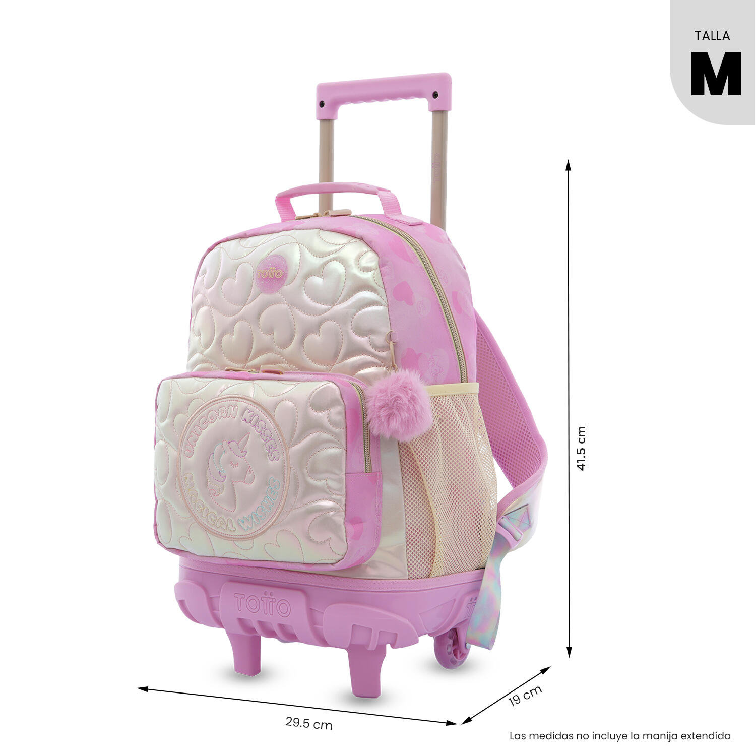 Totto Mochila infantil ruedas Unicorn Kisses M Unicorn Kisses Glowy Poliéster 2 3/5