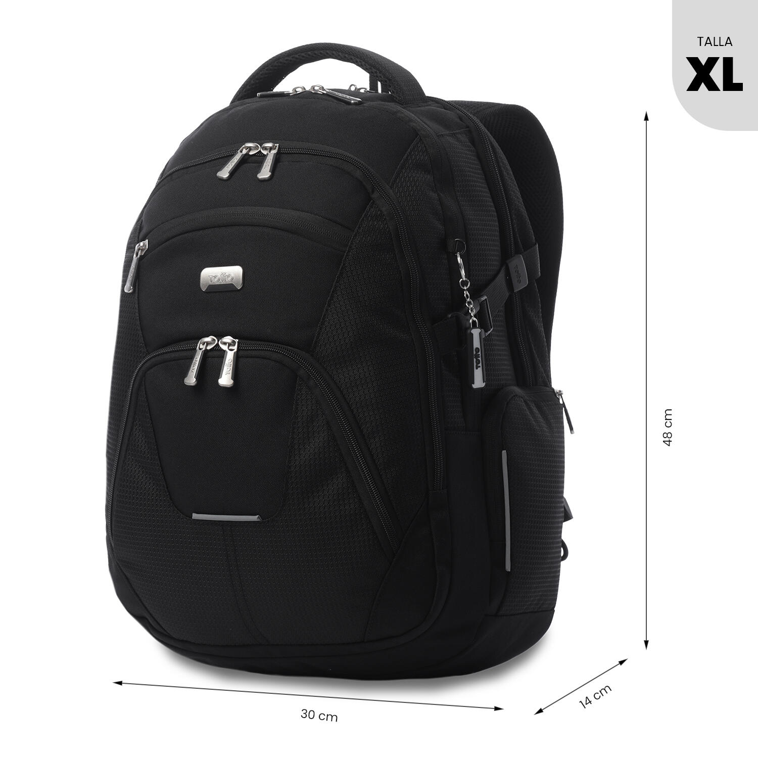 Totto Mochila ejecutiva Polixan 3.0 Negro/Black Poliéster 30 x 48 x 14 cm 3/5