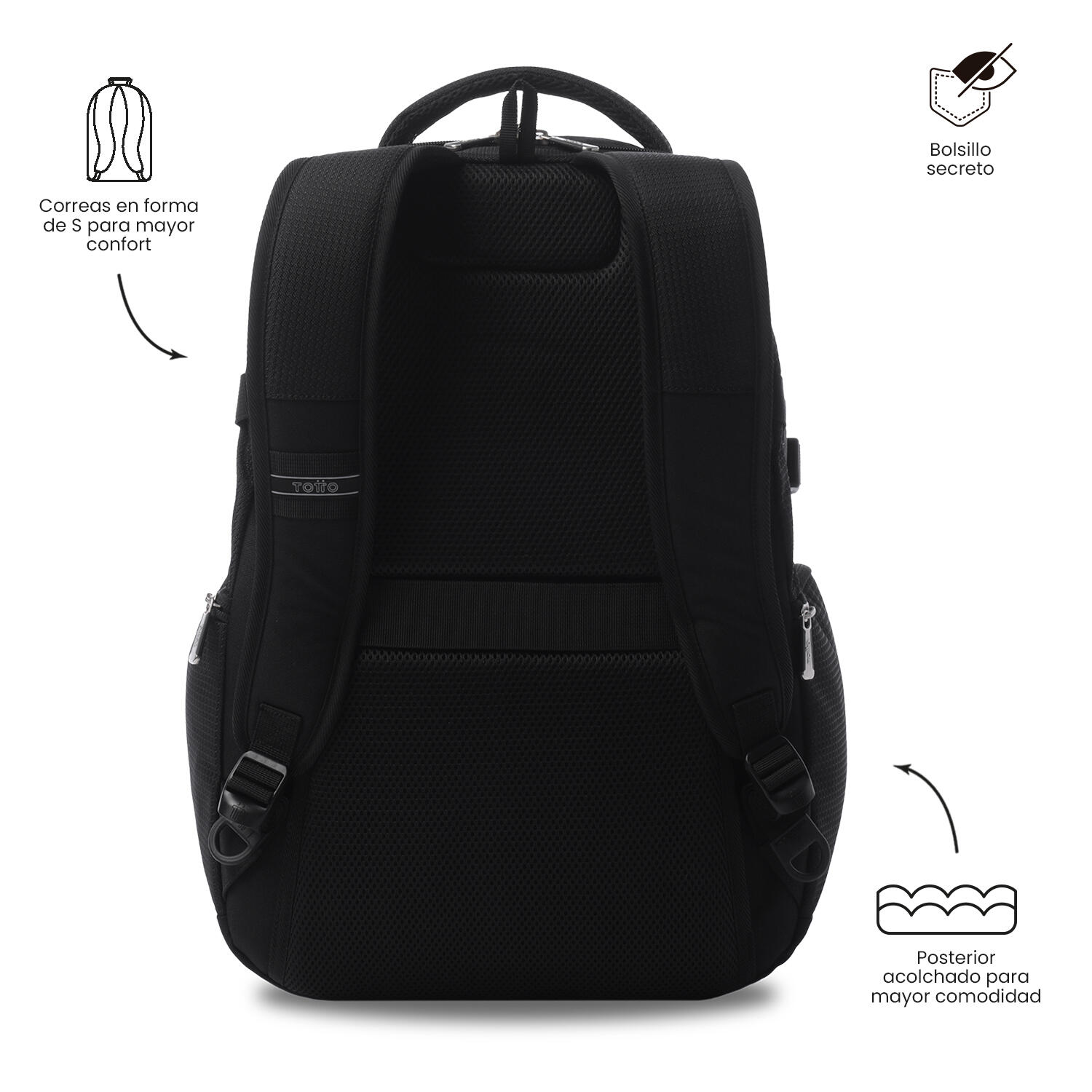 Totto Mochila ejecutiva Polixan 3.0 Negro/Black Poliéster 30 x 48 x 14 cm 4/5
