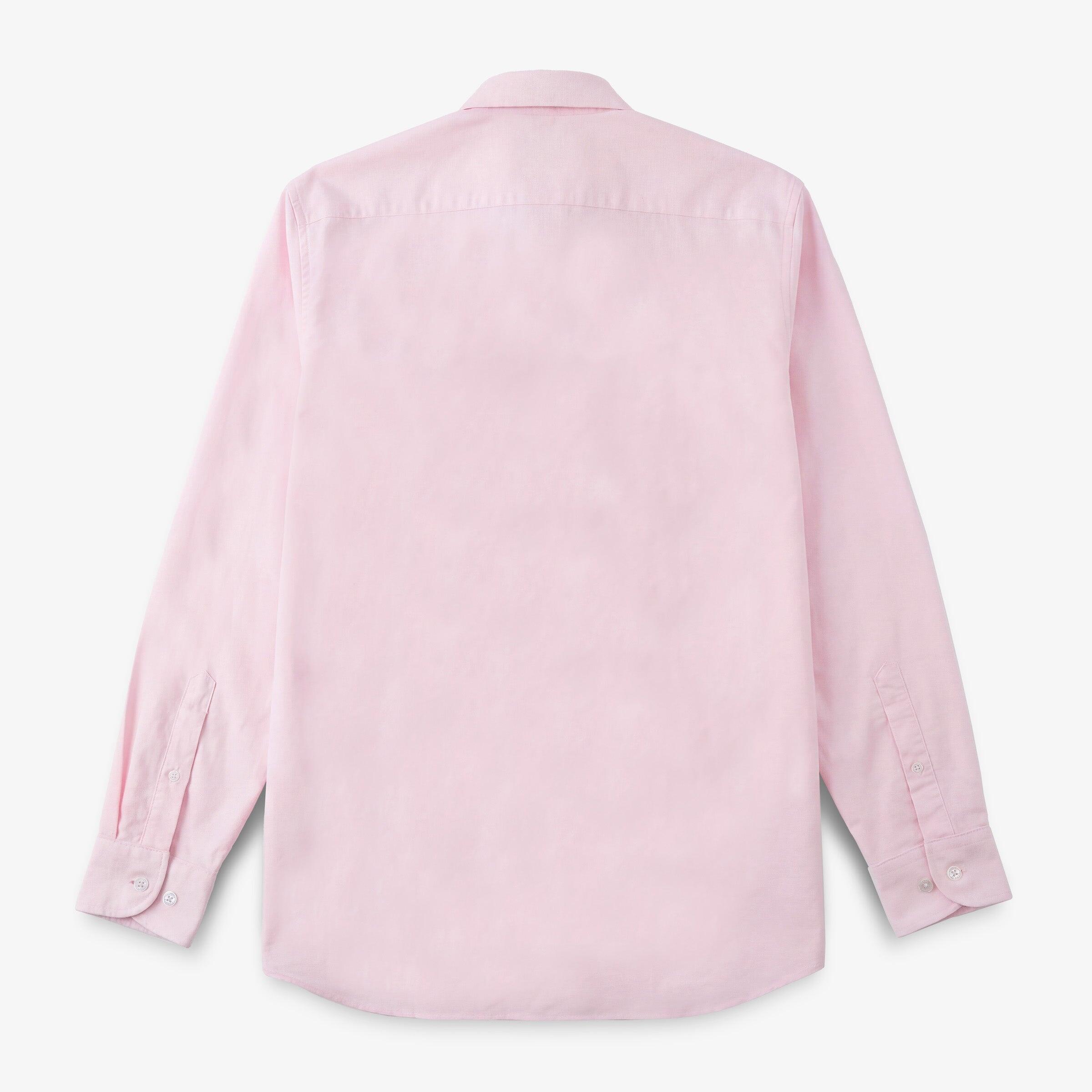 Camisa de manga comprida em algodão oxford com bolso no peito rosa 2/4