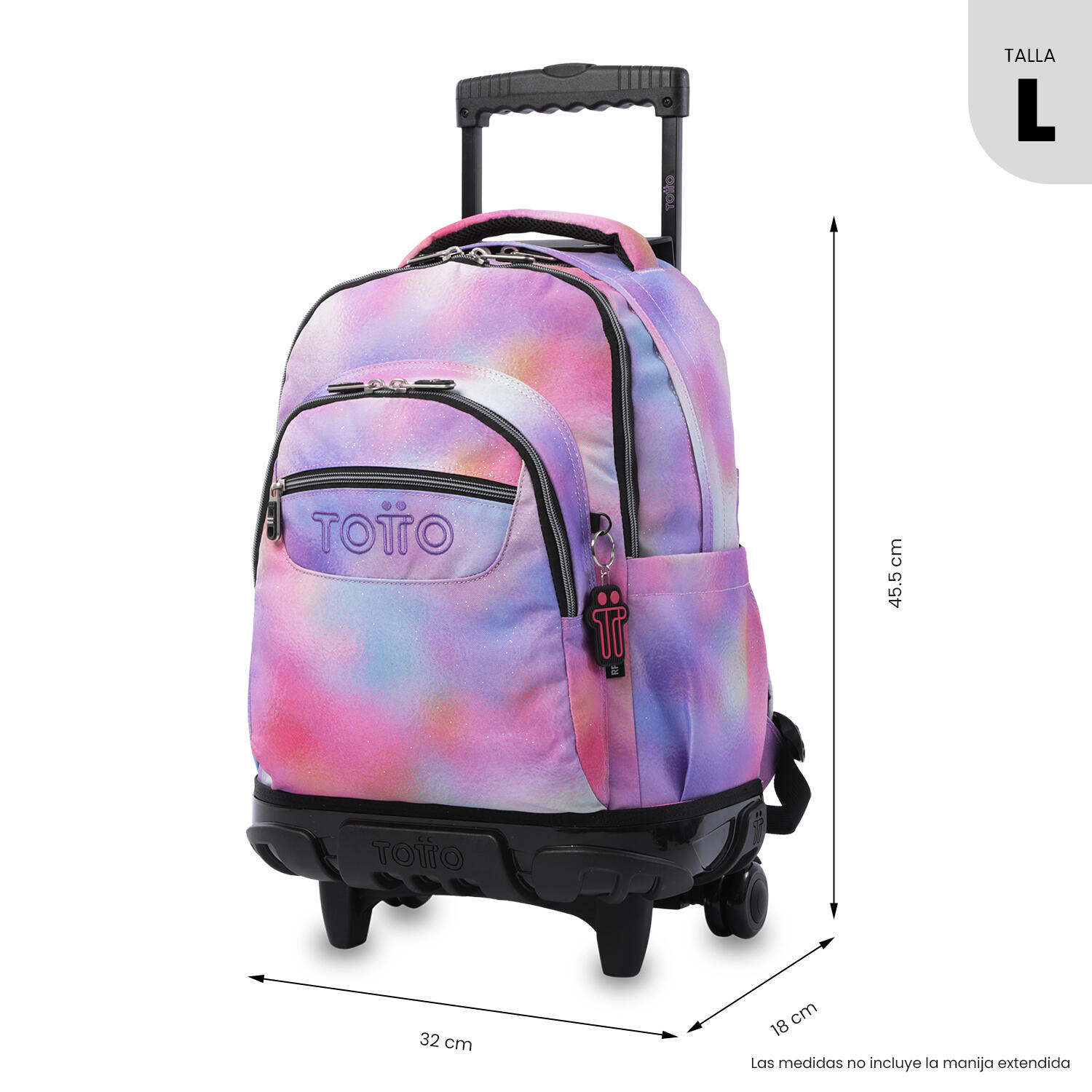 Totto Mochila escolar ruedas Renglones Glitter Bloom Poliéster 32 x 45.5 x 18 c 3/5