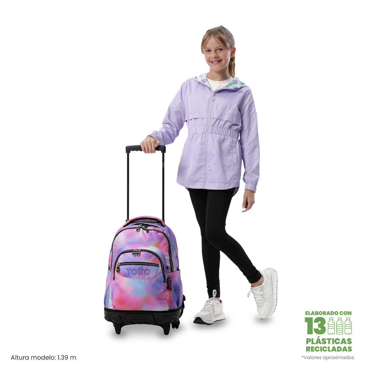 Totto Mochila escolar ruedas Renglones Glitter Bloom Poliéster 32 x 45.5 x 18 c 2/5
