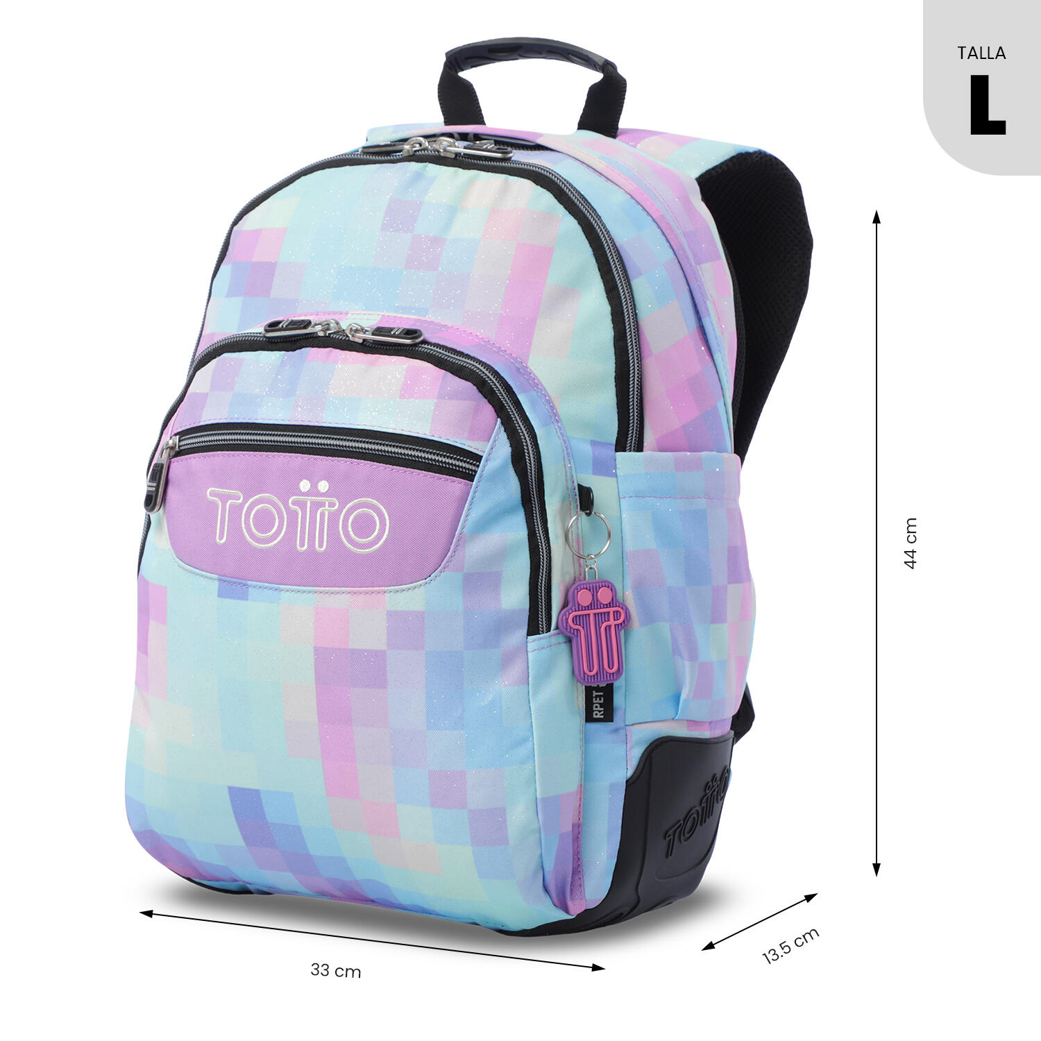 Totto Mochila escolar Rayol Glitter Pixelly Poliéster 33 x 44 x 13.5 cm 3/5