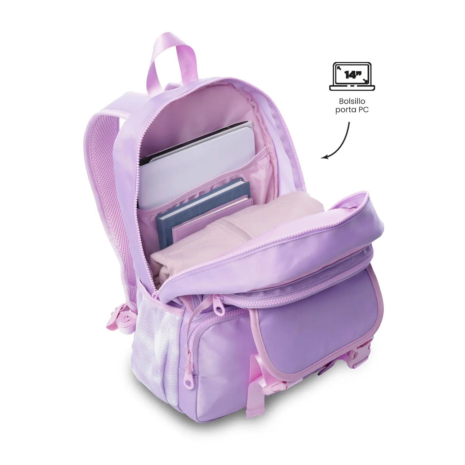 Totto Mochila infantil Cluw M Morado/Rosado Poliéster 31 x 42 x 16 cm 5/5