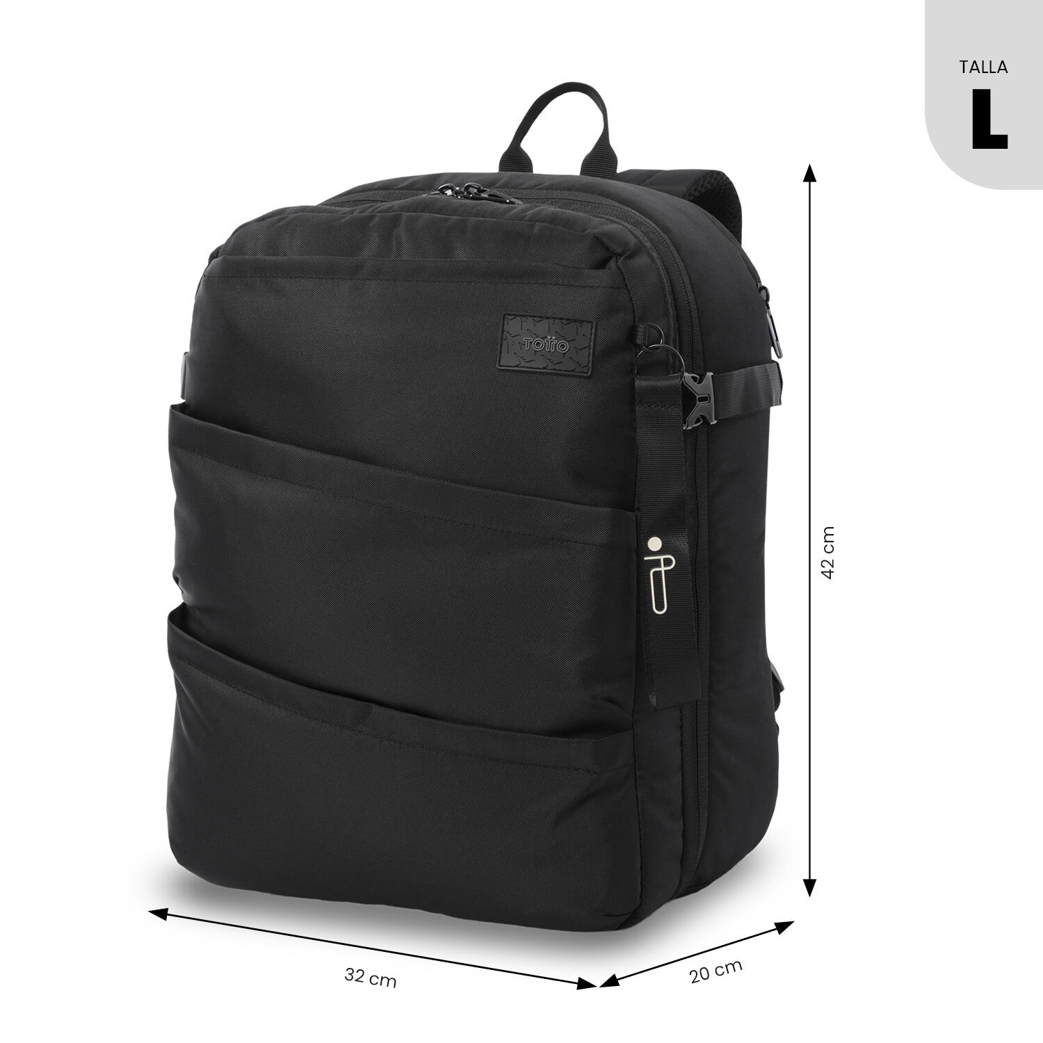 Totto Mochila viaje Crew Negro/Black Poliéster 42 X 32 X 20 cm 3/5