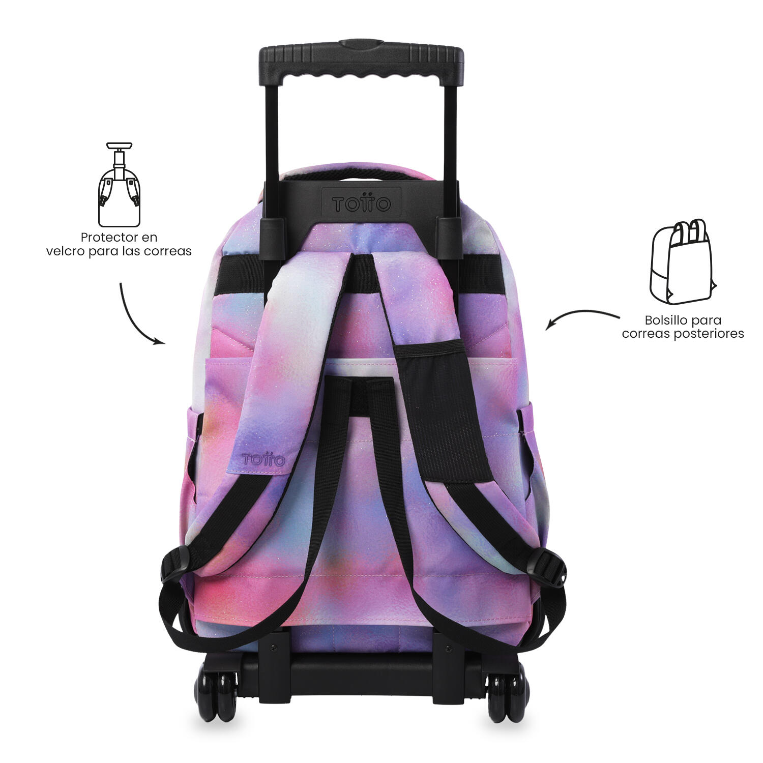 Totto Mochila escolar ruedas Renglones Glitter Bloom Poliéster 32 x 45.5 x 18 c 4/5