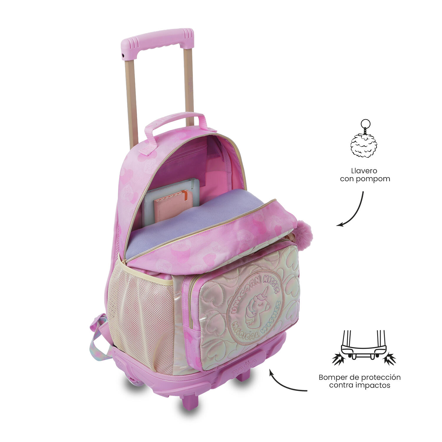 Totto Mochila infantil ruedas Unicorn Kisses L Unicorn Kisses Glowy Poliéster 3 5/5