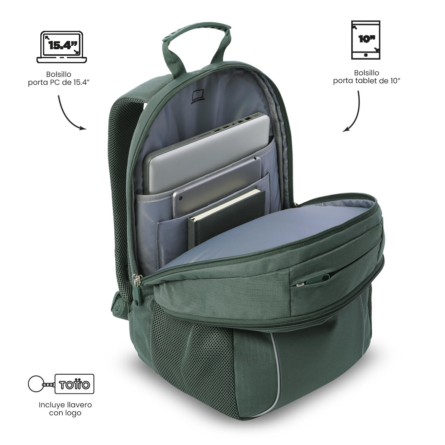 Totto Mochila urbana Cambri 2.0 Dark Forest/Salute Poliéster 30.5 x 47 x 22.5 c 5/5