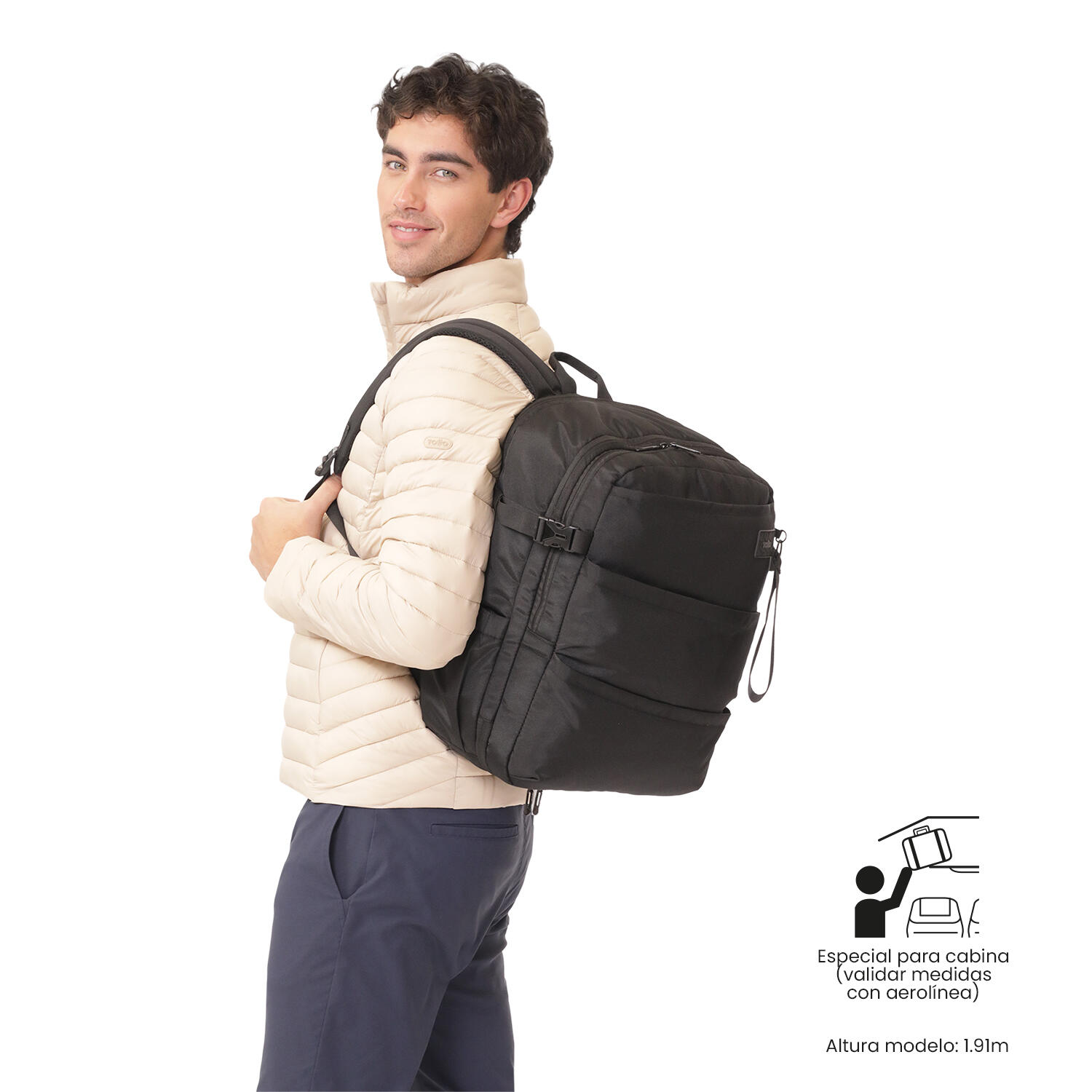 Totto Mochila viaje Crew Negro/Black Poliéster 42 X 32 X 20 cm 2/5