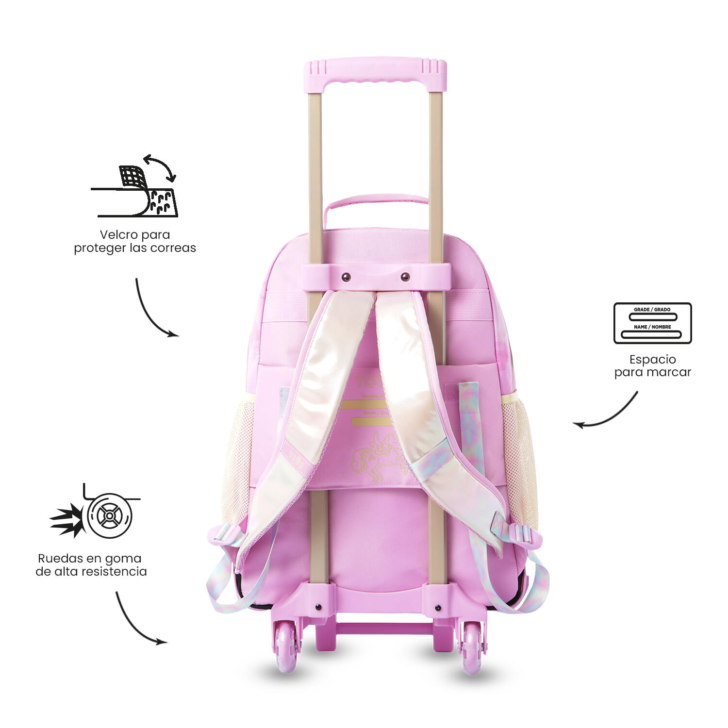 Totto Mochila infantil ruedas Unicorn Kisses L Unicorn Kisses Glowy Poliéster 3 4/5