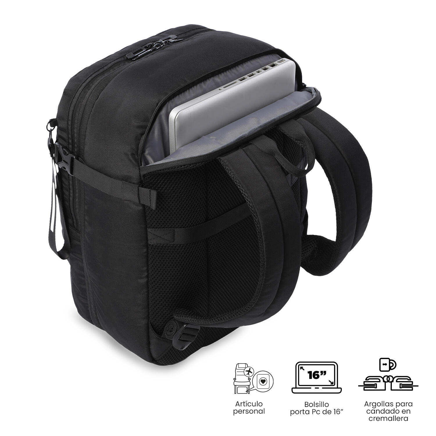 Totto Mochila viaje Crew Negro/Black Poliéster 42 X 32 X 20 cm 4/5