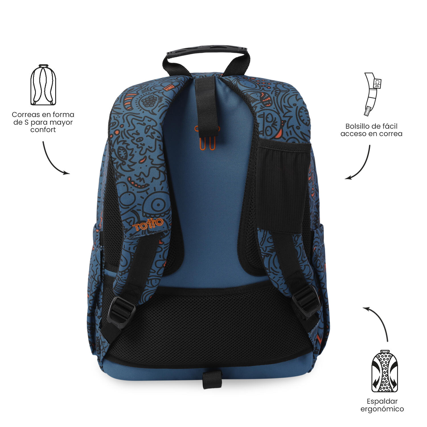 Totto Mochila escolar Acuareles Grafer Poliéster 33 x 44 x 14 cm 4/5