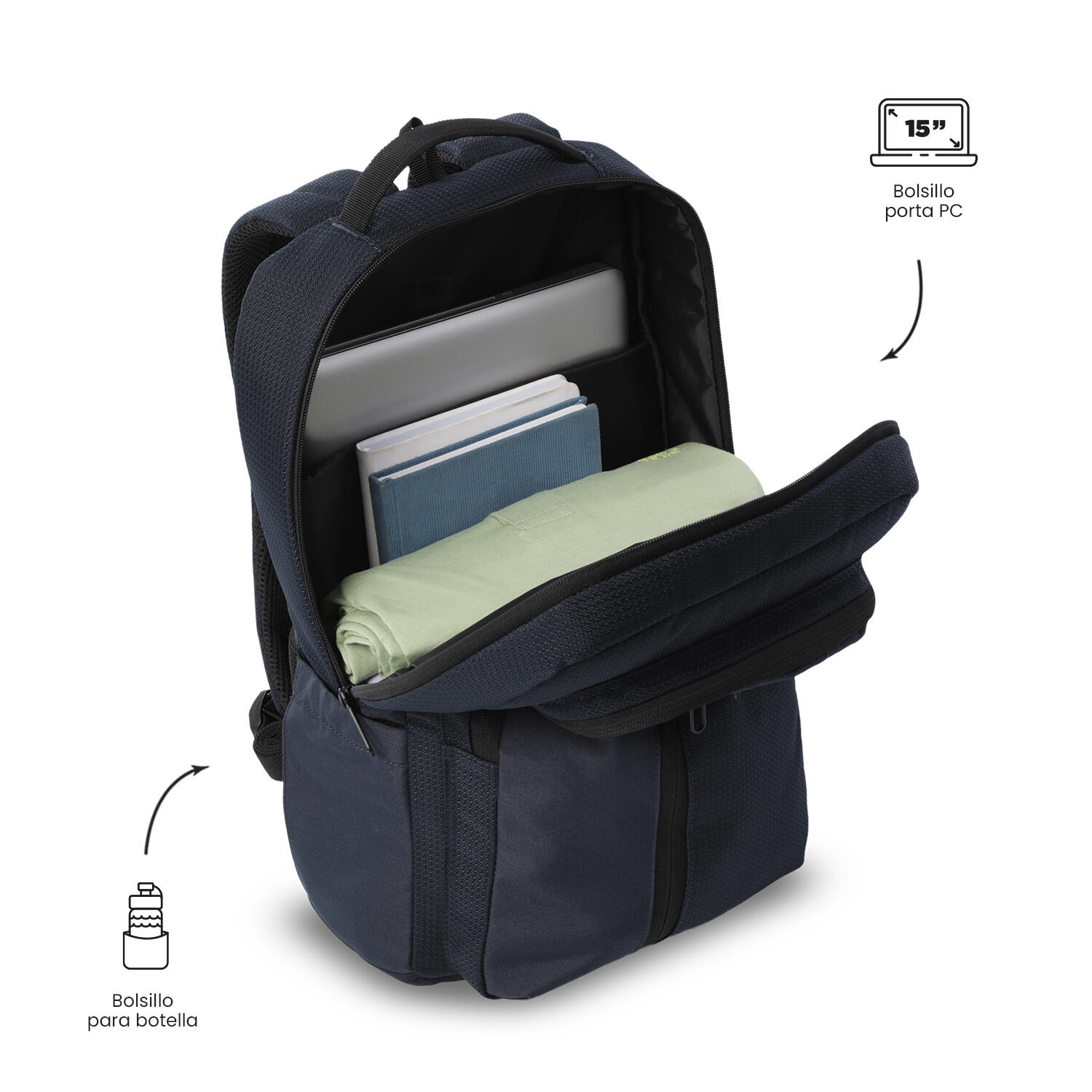 Totto Mochila ejecutiva Drift Salute/Negro Poliéster 32 x 45 x 14 cm 5/5