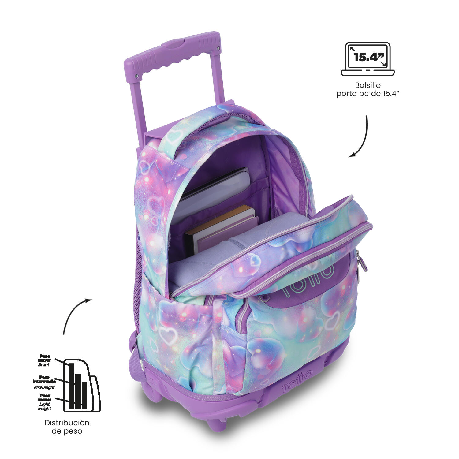 Totto Mochila escolar ruedas Renglones Korina Poliéster 32 x 45.5 x 18 cm 5/5