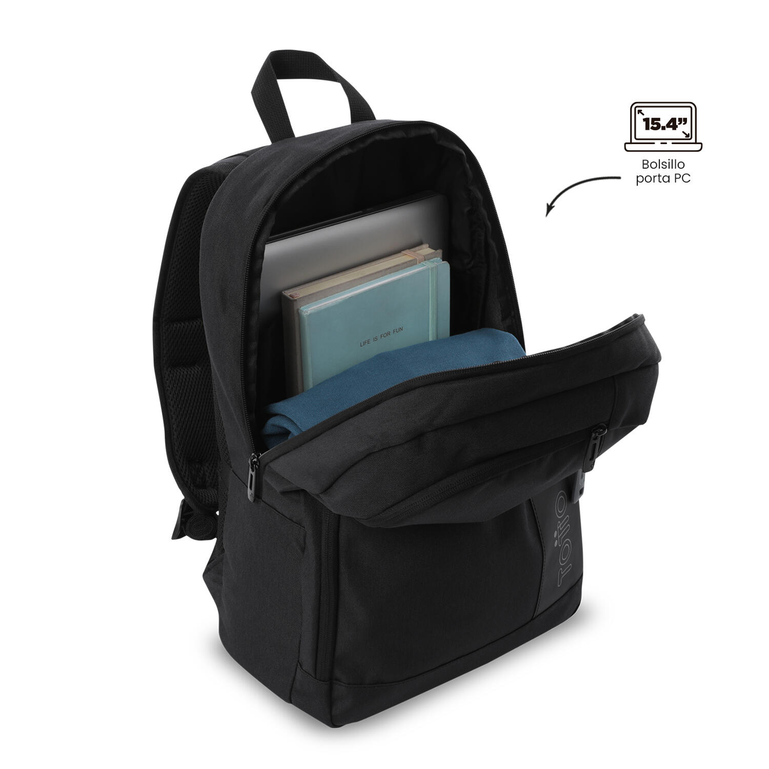 Totto Mochila urbana Kanto Negro/Black Poliéster 30.5 x 45.5 x 16 cm 5/5